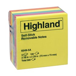 Highland Self Stick Note 6549 Assorted 76x76mm Pack of 5_2